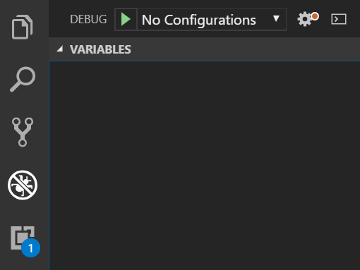 The Debug tab has been selected and the debug panel is open