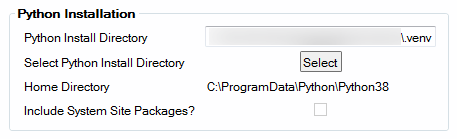 Selecting the virtual environment in MASTA.