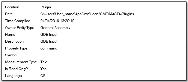 Details about the property, including location, path, time compiled and more