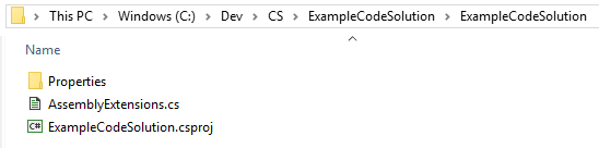 File Explorer showing the generated file structure inside the code solution folder