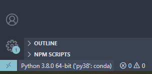 Selecting the Python interpreter in Visual Studio Code.