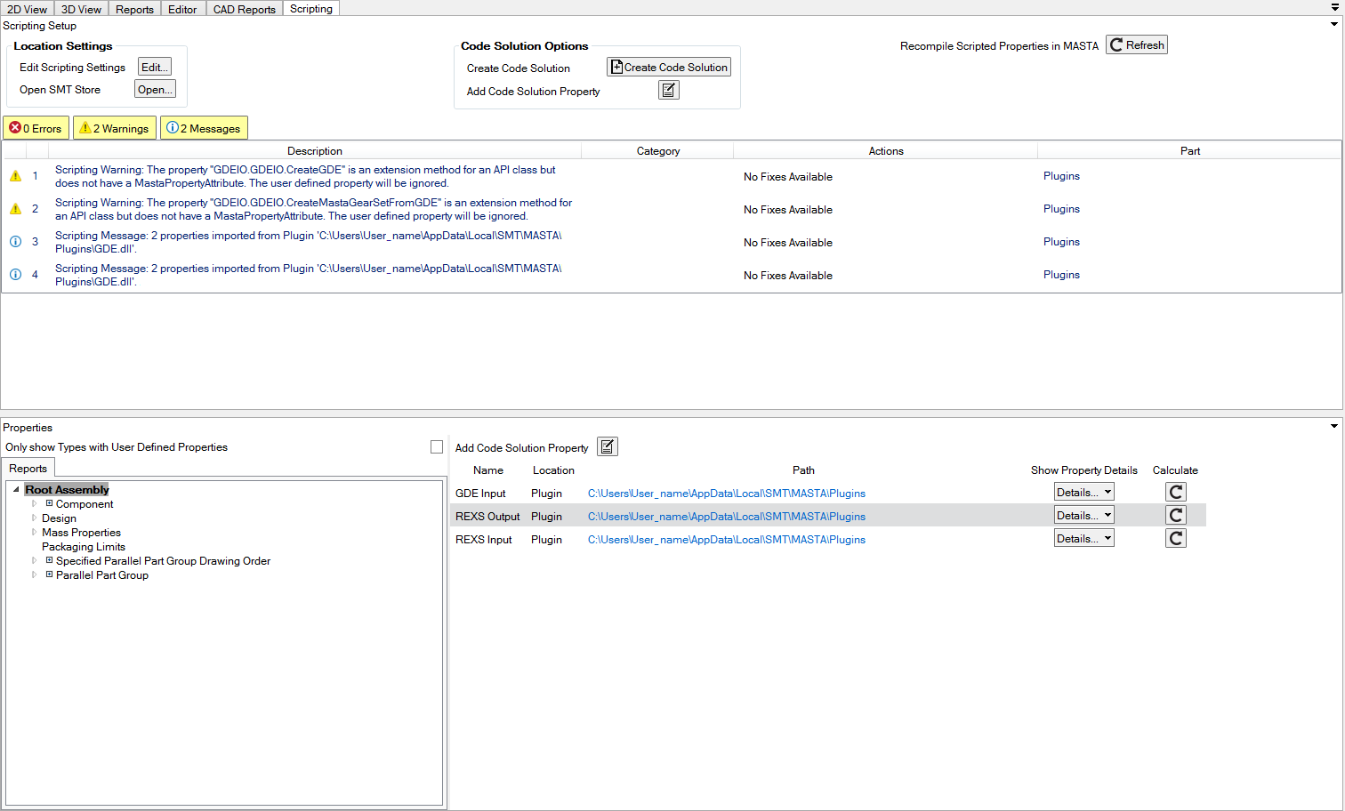 Scripting Tab The scripting tab with sections highlighted corresponding to the list below it