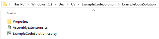 Code Solution folder File Explorer showing the generated file structure inside the code solution folder