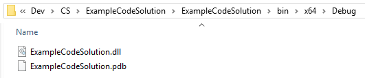 Plugin files Plugin files for the debug build, showing .dll and .pdb files