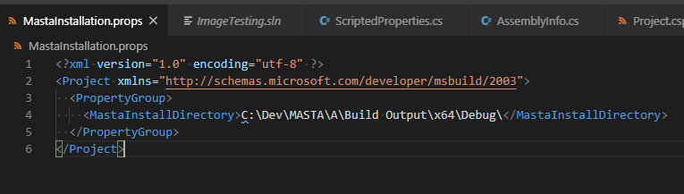 Demonstrates how a .props file should look