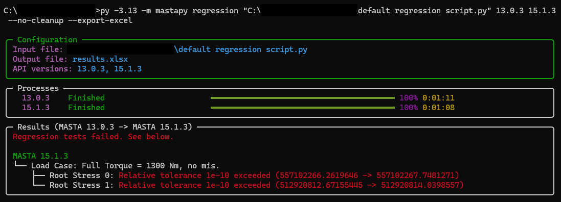 A preview of the regression plugin on the command line.
